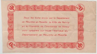 Meurthe-et-Moselle, Department of 20 Francs, 1940 reverse