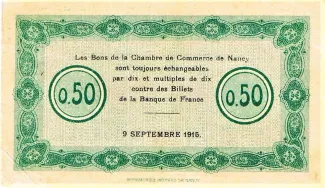 Meurthe-et-Moselle, Department of 50 Centimes, 1915-1922 reverse