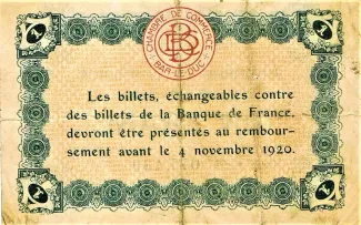 Meuse, Department of 1 Franc, 1920 reverse