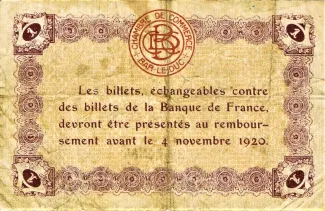 Meuse, Department of 1 Franc, 1920 reverse