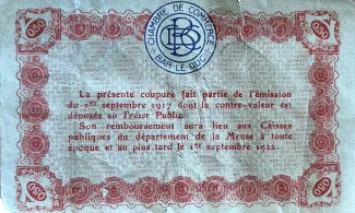 Meuse, Department of 50 Centimes, 1917 reverse