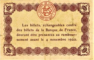 Meuse, Department of 50 Centimes, 1920 reverse
