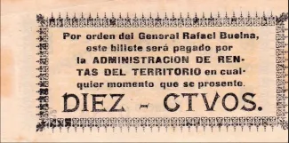 Mexican States 10 Centavos - Territory of Tepic, 1915 reverse