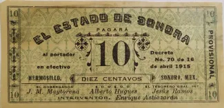 Mexican States 10 Centavos, 1915 obverse