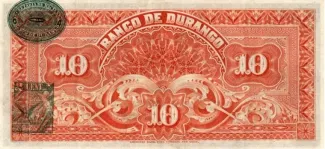Mexican States 10 Pesos, 1891-1914 reverse