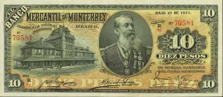 Mexican States 10 Pesos, 1911 image