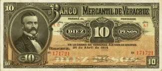 Mexican States 10 Pesos, 1914 image