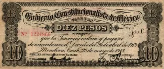 Mexican States 10 Pesos, 1913 image