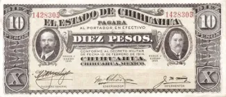 Mexican States 10 Pesos, 1915 obverse