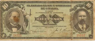 Mexican States 10 Pesos, 1915 obverse
