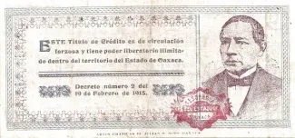 Mexican States 10 Pesos, 1915-1916 reverse