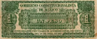 Mexican States 1 Peso, 1913 reverse