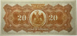 Mexican States 20 Pesos, 1913 reverse