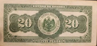Mexican States 20 Pesos, 1914 reverse