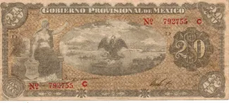 Mexican States 20 Pesos, 1914 obverse