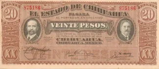 Mexican States 20 Pesos, 1915 obverse