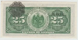 Mexican States 25 Centavos, 1915 reverse