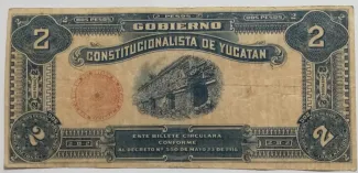 Mexican States 2 Pesos, 1916 reverse