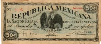 Mexican States 50 Centavos, 1914 obverse