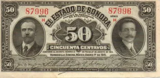 Mexican States 50 Centavos, 1915 obverse
