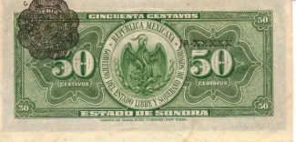 Mexican States 50 Centavos, 1915 reverse