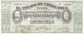 Mexican States 50 Pesos, 1914 obverse