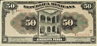 Mexican States 50 Pesos, 1915 obverse
