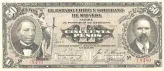 Mexican States 50 Pesos, 1915 obverse