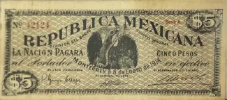 Mexican States 5 Pesos,  obverse