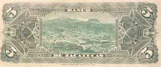 Mexican States 5 Pesos, 1891-1914 reverse