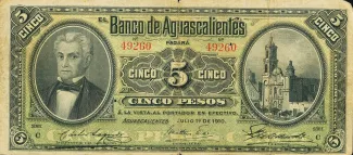 Mexican States 5 Pesos, 1910 image