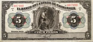 Mexican States 5 Pesos, 1913 obverse