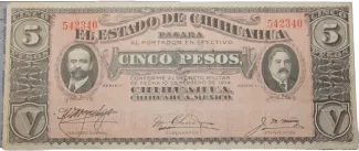 Mexican States 5 Pesos, 1914 obverse