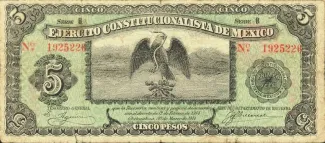 Mexican States 5 Pesos, 1914 obverse