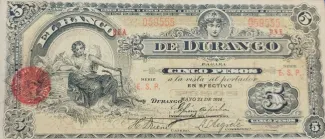 Mexican States 5 Pesos, 1914 image