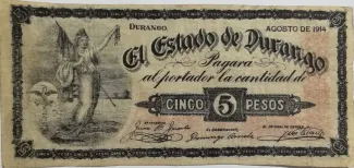 Mexican States 5 Pesos, 1914 image
