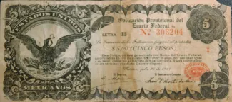 Mexican States 5 Pesos, 1914 obverse