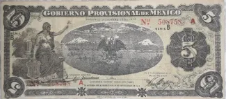 Mexican States 5 Pesos, 1914 obverse
