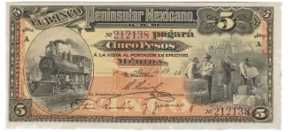 Mexican States 5 Pesos, 1914 image