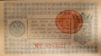 Mexican States 5 Pesos, 1915 reverse