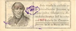 Mexican States 5 Pesos, 1916 reverse