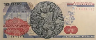 Mexico 10.000 Pesos, 1983-1987 reverse