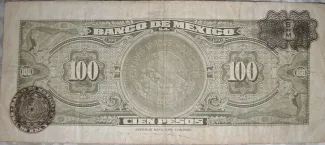 Mexico 100 Pesos, 1948-1961 reverse