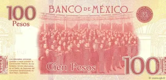 Mexico 100 Pesos, 2016-2017 P-130 reverse