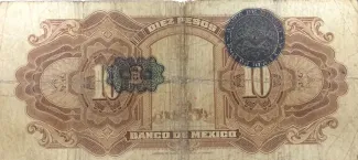 Mexico 10 Pesos, 1925-1934 (1925-1936) reverse