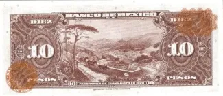 Mexico 10 Pesos, 1946-1950 reverse