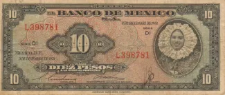 Mexico 10 Pesos, 1953 image