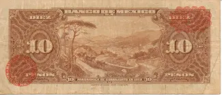 Mexico 10 Pesos, 1951-1953 reverse