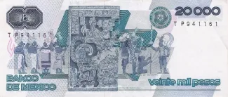 Mexico 20.000 Pesos, 1985-1987 reverse