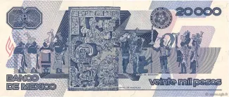 Mexico 20.000 Pesos, 1988-1989 reverse